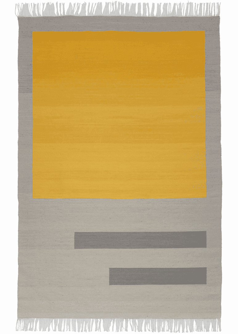 Andrew Boos "Yellow and Grey Rug" - 4'11 x 8', AB1, from Heirloom Rugs