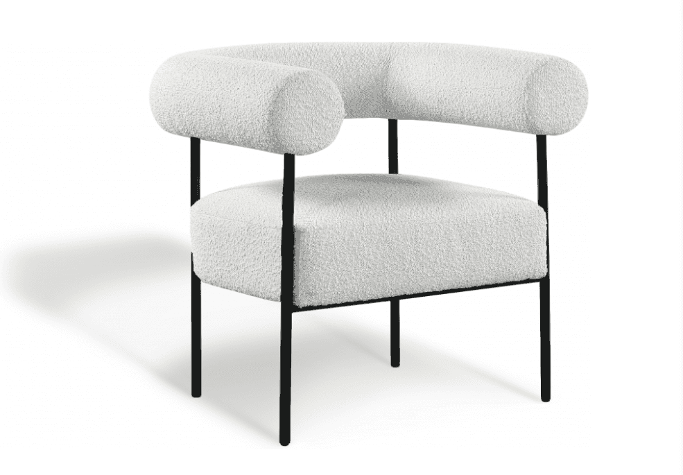 Zion White Boucle Armchair, 6652, from High Style Event Rentals