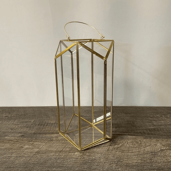 Gold and Glass Prismatic Lantern, PR2816, from Sandy Rose Floral