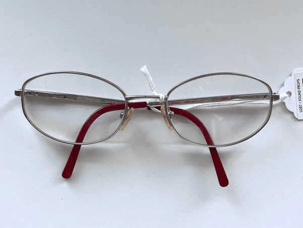 Valentino Eyeglasses, Metal Oval Frames Red Tips on Arms, 29428, from Lost + Found Props