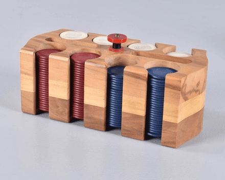 Poker Chip Set in Wood Cody w/ Cardboard Cover, 03903, from Everything Props