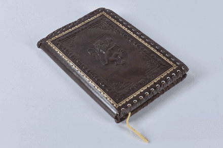 Leather Bound Journal with Lion Motif, 03524, from Everything Props