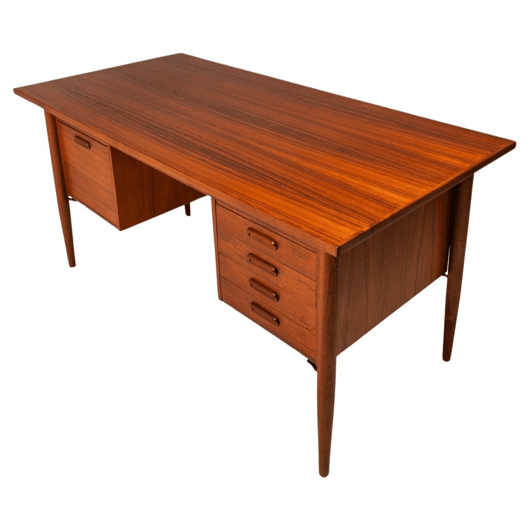 Mid-Century Modern Six-Drawer Writers Desk in Teak by Morredi, Denmark, c. 1960s, f_42931492, from ABT Modern