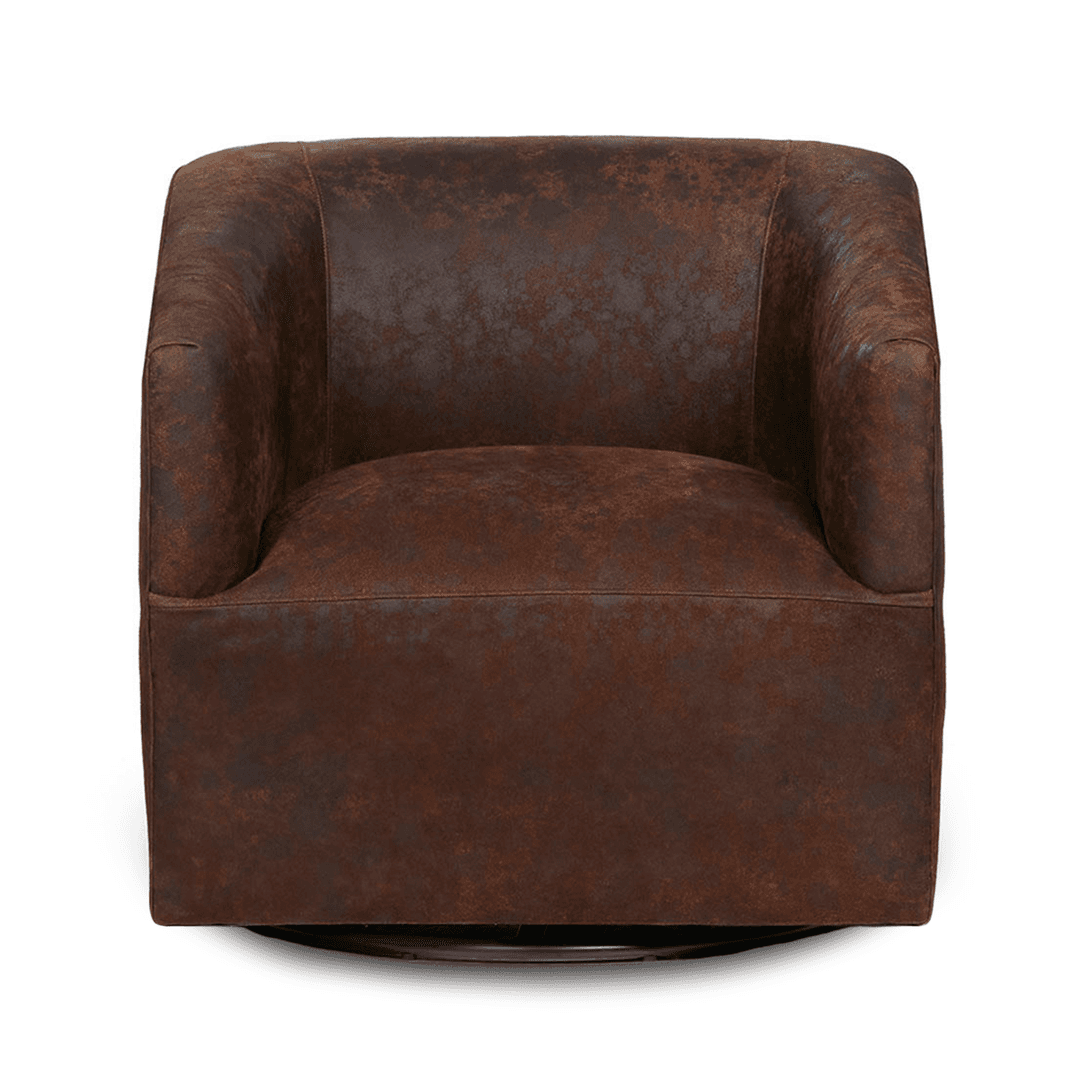 Aged Brown Leather Swivel Accent Chair, HC7CHL1A4SLOUNTV, from Design Mix Furniture