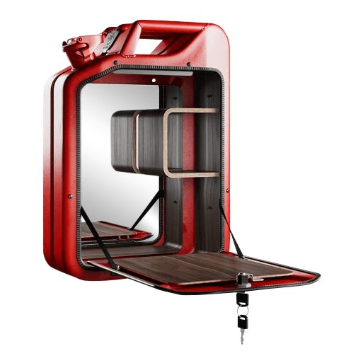 Wall Bar Cabinet, Made From a Vintage Jerry Can - Red, from Kakar House of Design