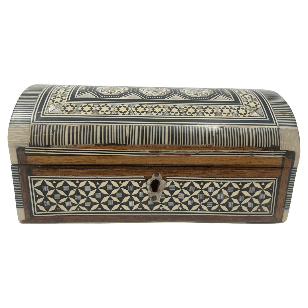 Vintage White Mosaic Moorish Jewelry Box with Shell Inlaid, f_40846472, from Mosaik