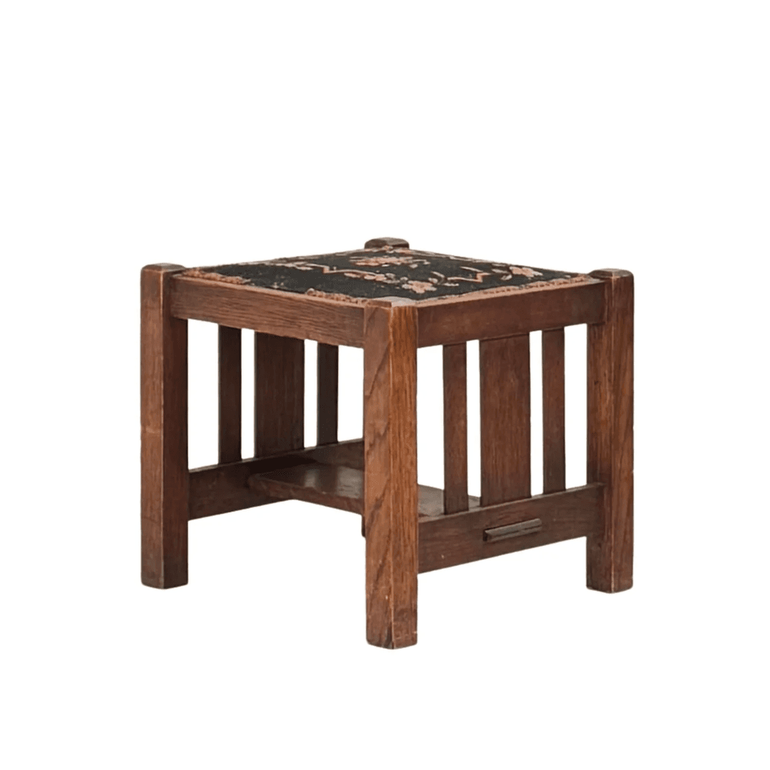 Patinated Quarter Sawn Oak Arts & Crafts Stool by J.M. Young & Sons, SQ3551190, from BLEND INTERIORS