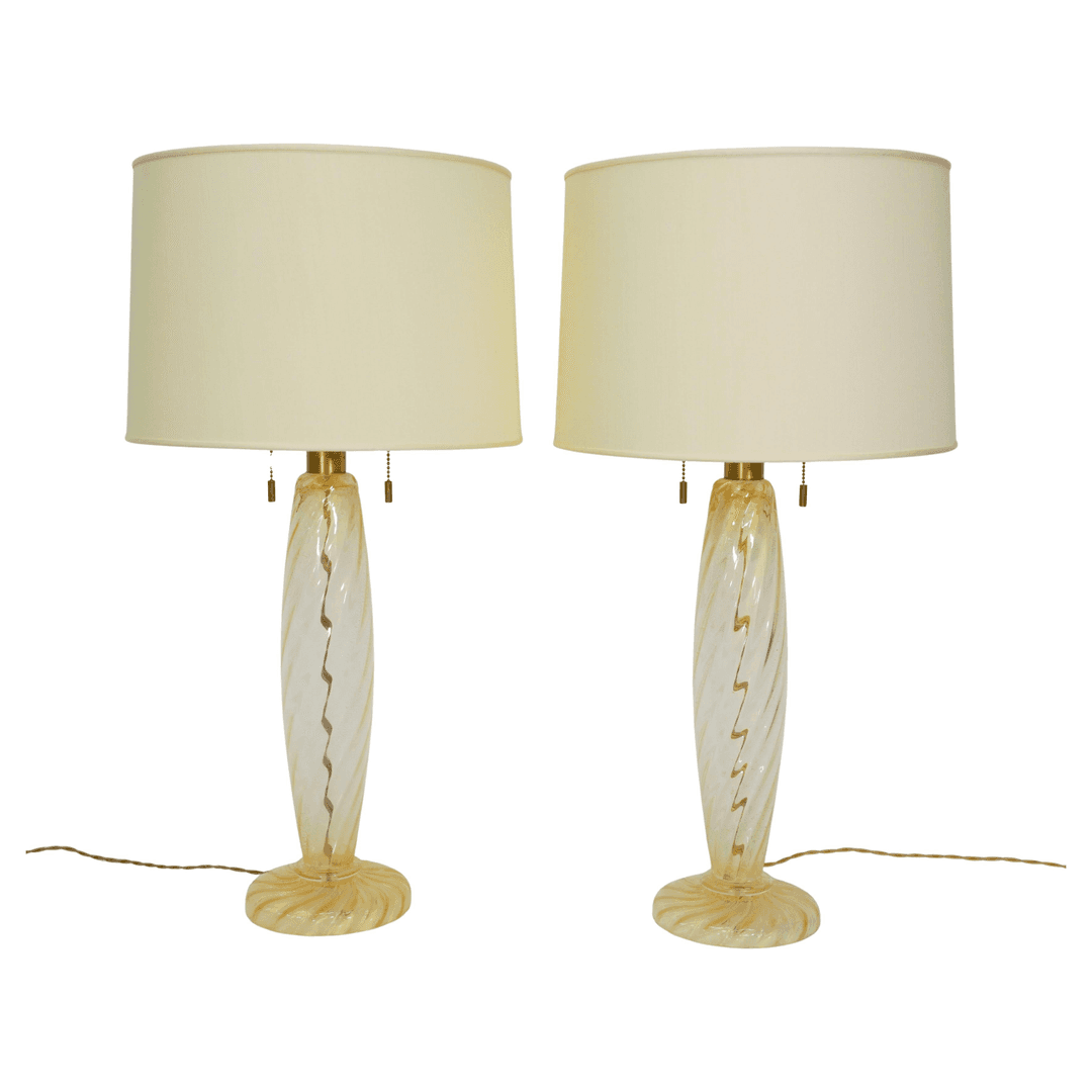 Seguso for Donghia Murano Glass Lamps with Gold Dust and Gold Aventurine - Pair, f_43167502, from Select Modern