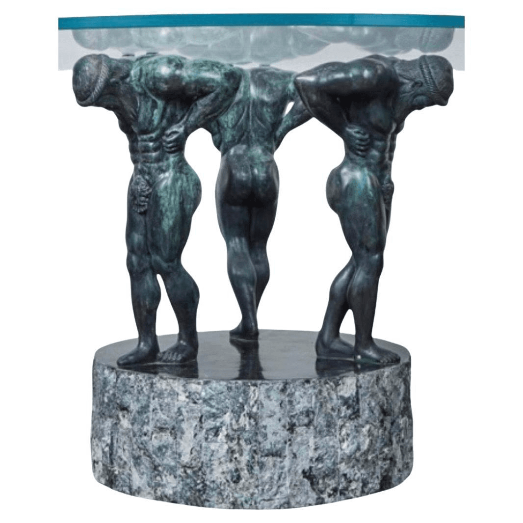 Bronze Neoclassical Table Base with Glass Table Top, f_41435592, from Deco Dreams