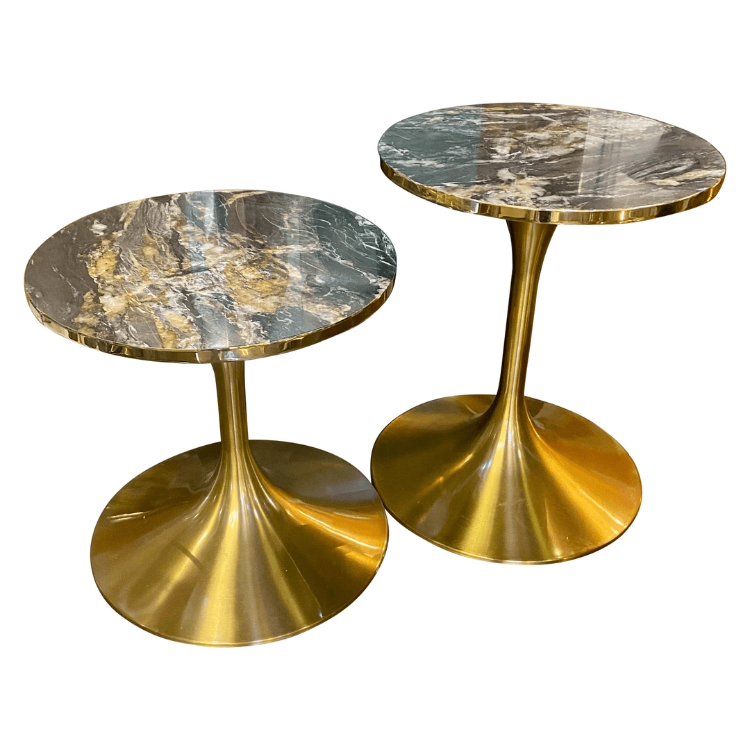 Mid-Century Modern Italian Marble and Brass Hi/Lo Tables, f_39842552, from Deco Dreams