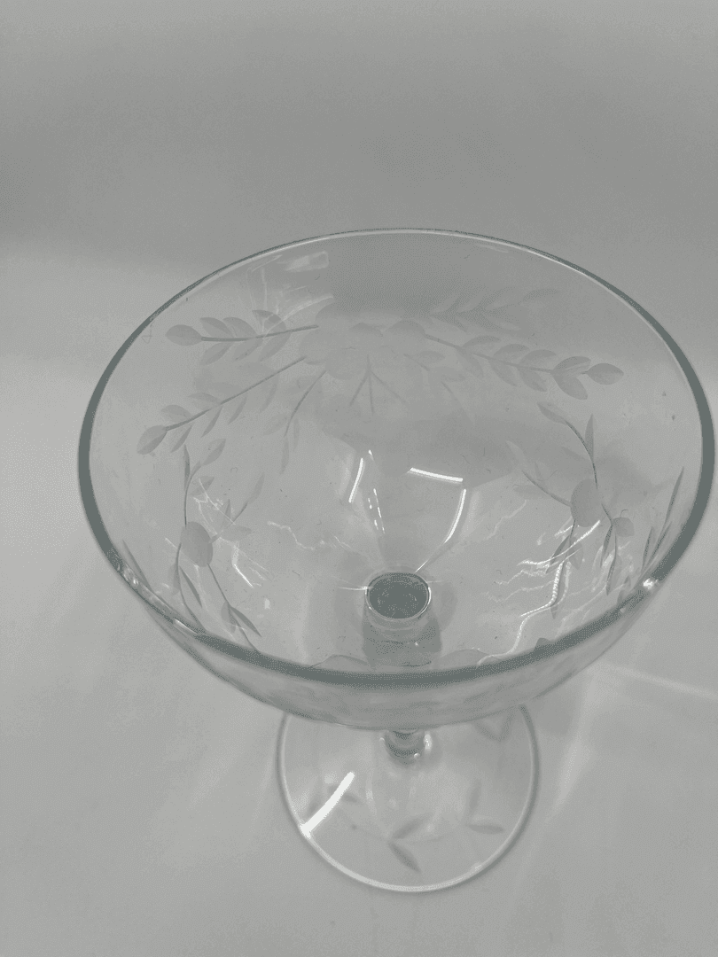 Floral Etched Coupe Glass, from Hero & Beauty Prop Rental