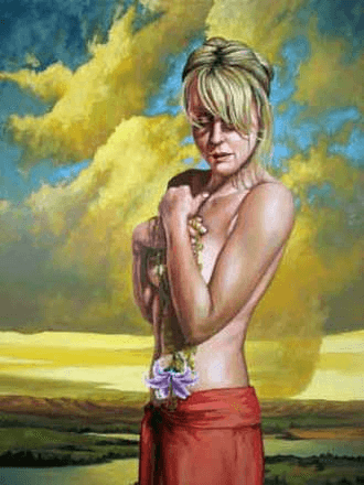 Nude Female with Lily Oil Painting, BER002, from Enchanted Art