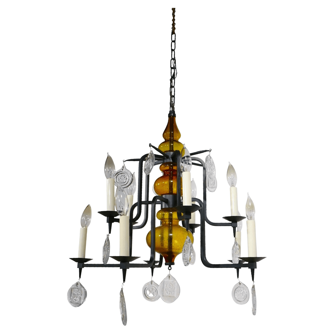 Mid Century Erik Hoglund Body Nova Chandelier Made in Denmark C. 1950's, f_31330522, from Barbarella Home