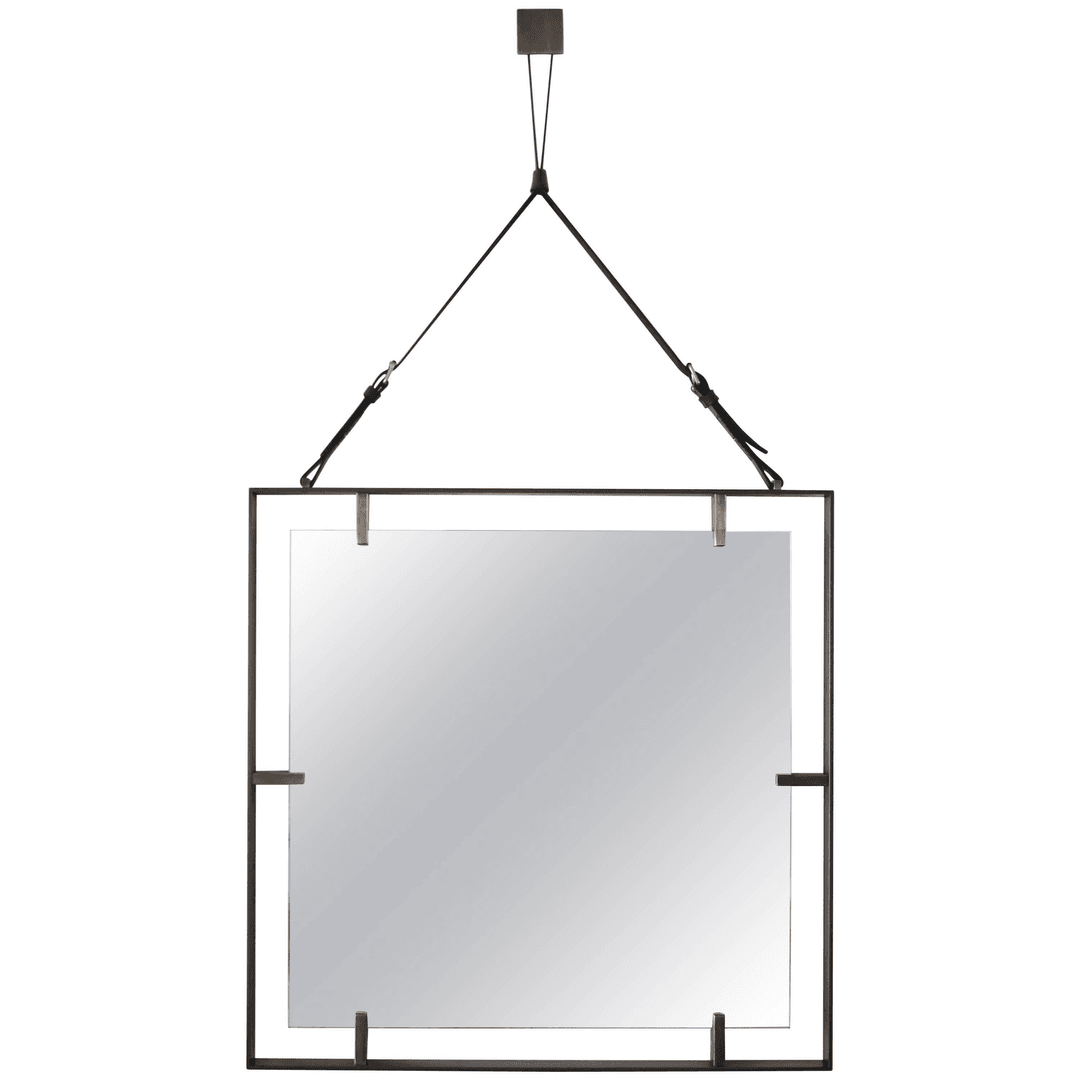 Square Metal and Leather Mirror, f_4927533, from Orange Furniture