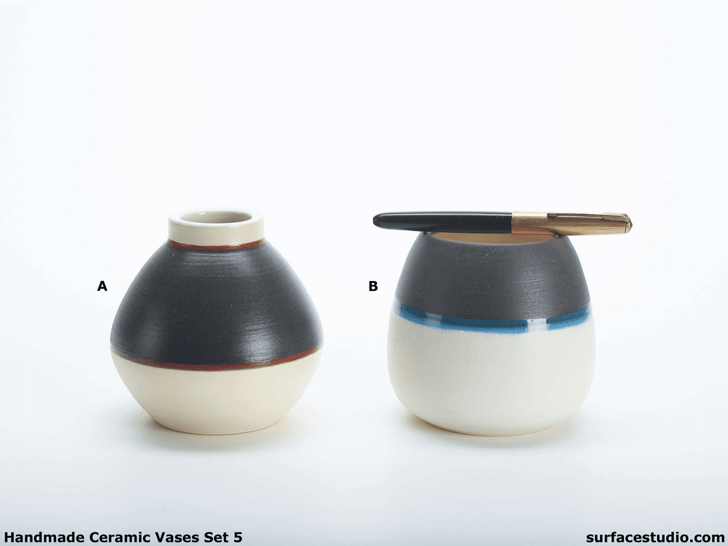 Ceramic Vases Set 5 (2) Each $20, from Surface Studio