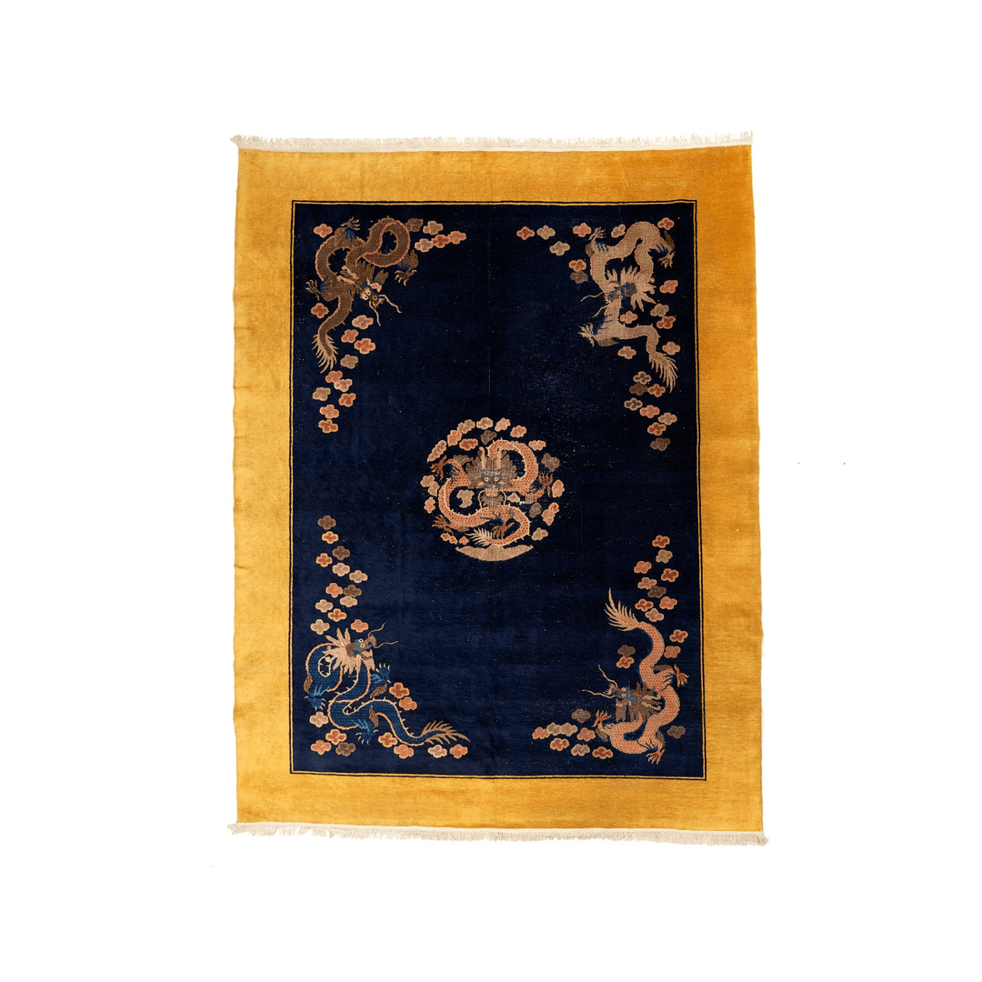 Antique Chinese Art Deco dragon rug — 8'11 x 11'9, 507, from Steppe