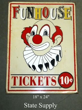 sign funhouse clown tickets, 17224, from State Supply Props