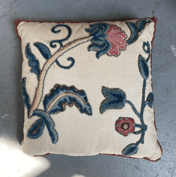 Art Nouveau Style Hand Embroidered Pillow / Cushion, 061096A, from Newel Props