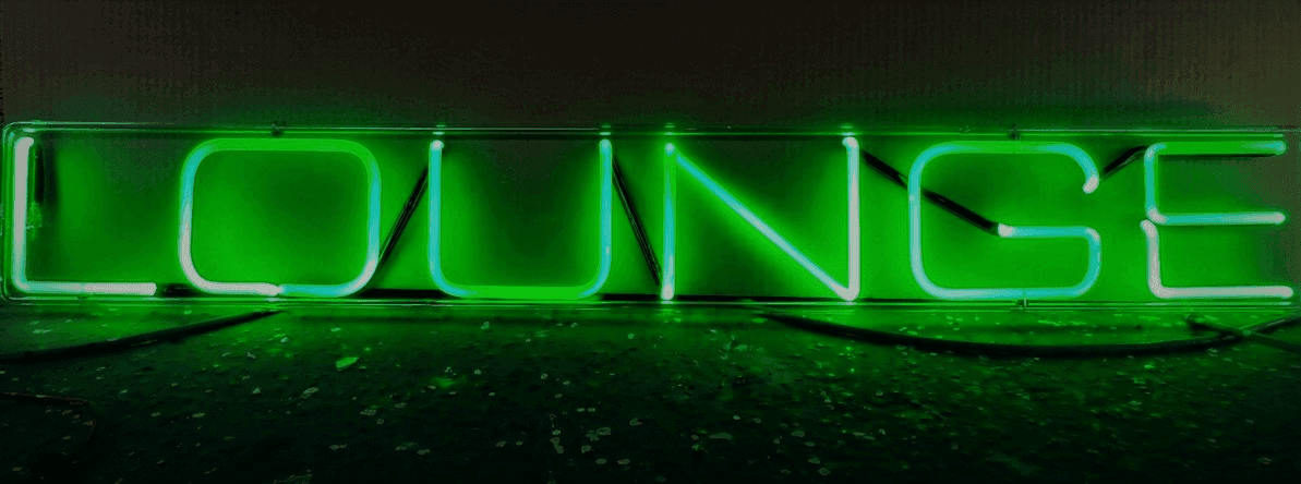 “LOUNGE” on deadframe Green, from Let There Be Neon