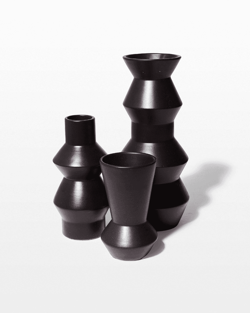 Bozeman Black Ceramic Vase Trio, PL052, from Acme Brooklyn