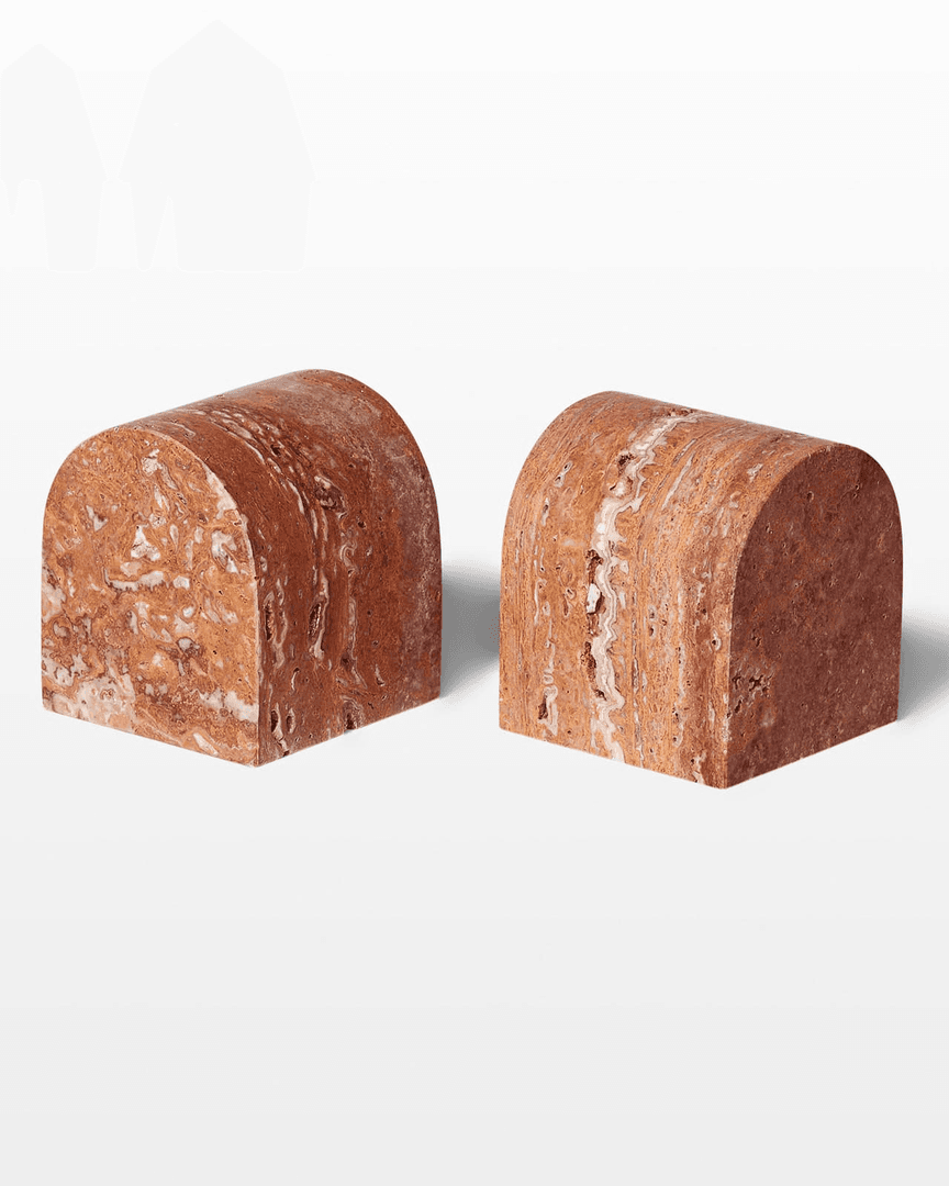 Fete Red Travertine Bookend Object Pair, TA1003, from Acme Brooklyn