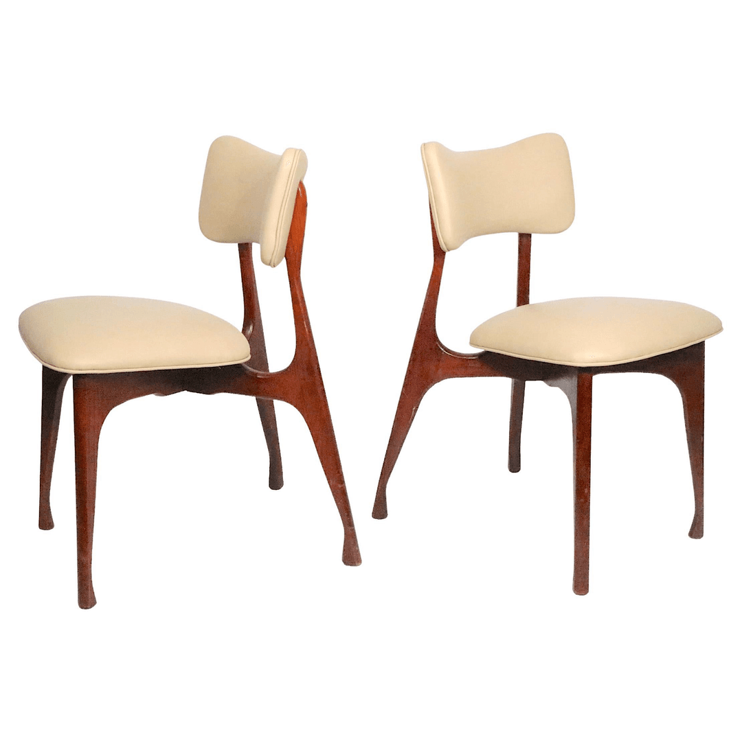 Pr. Midcentury Dining Side Chairs Att. to Ico Parisi, circa 1950s, f_34116682, from Barbarella Home