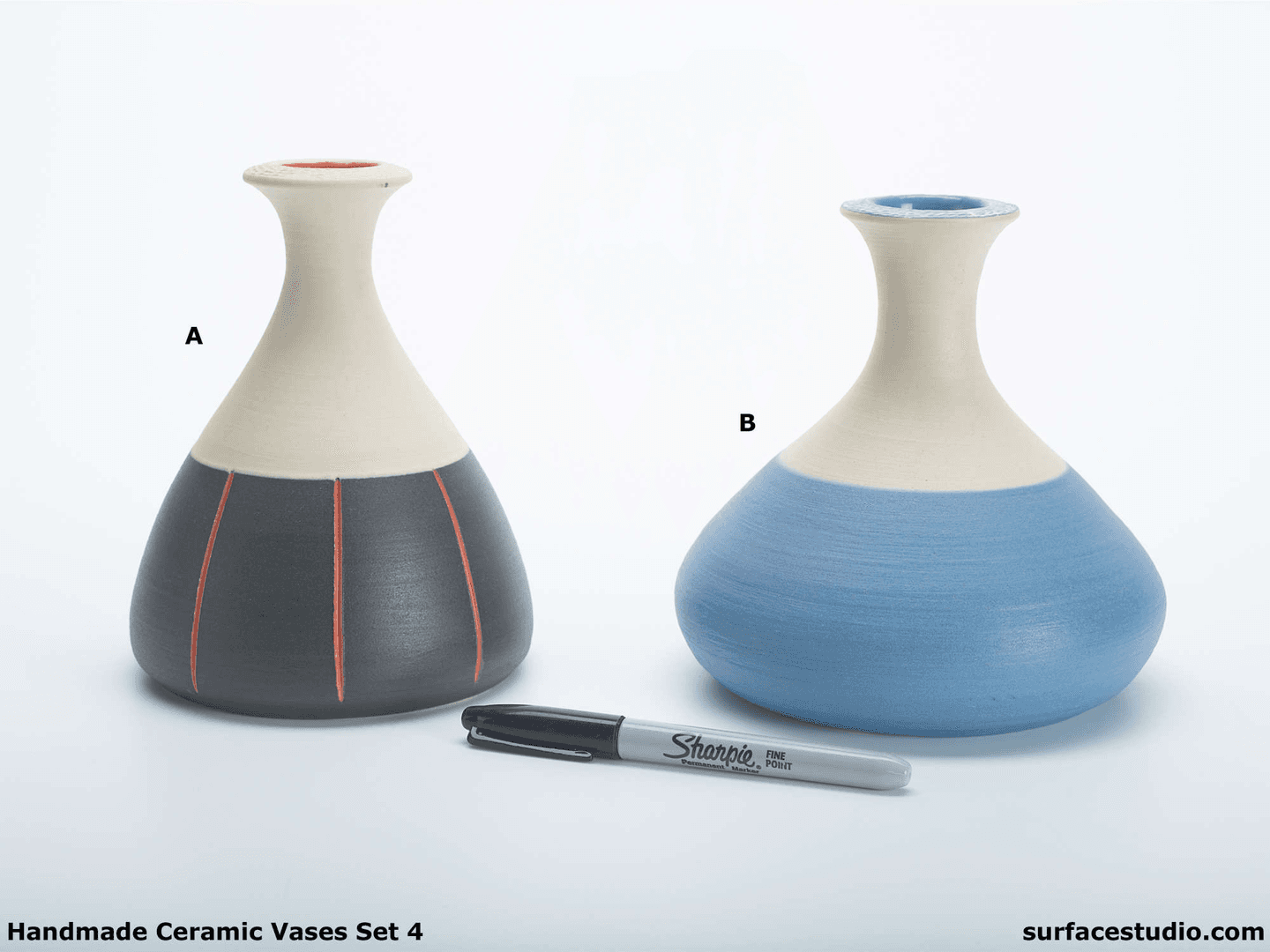 Ceramic Vases Set 4 (2) Each $30, from Surface Studio