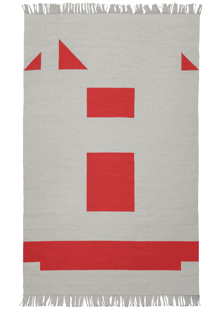 Andrew Boos "Vermillion and Ivory Rug" - 4'10 x 8'5, AB6, from Heirloom