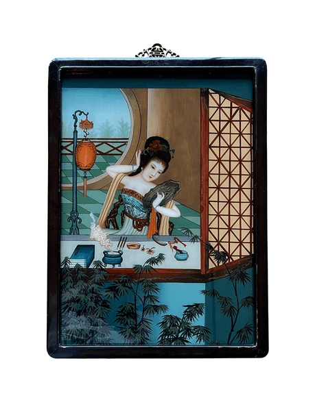 MISART - Antique Reverse Glass Chinese Painting of a Woman, MISART02206W, from Art for Film