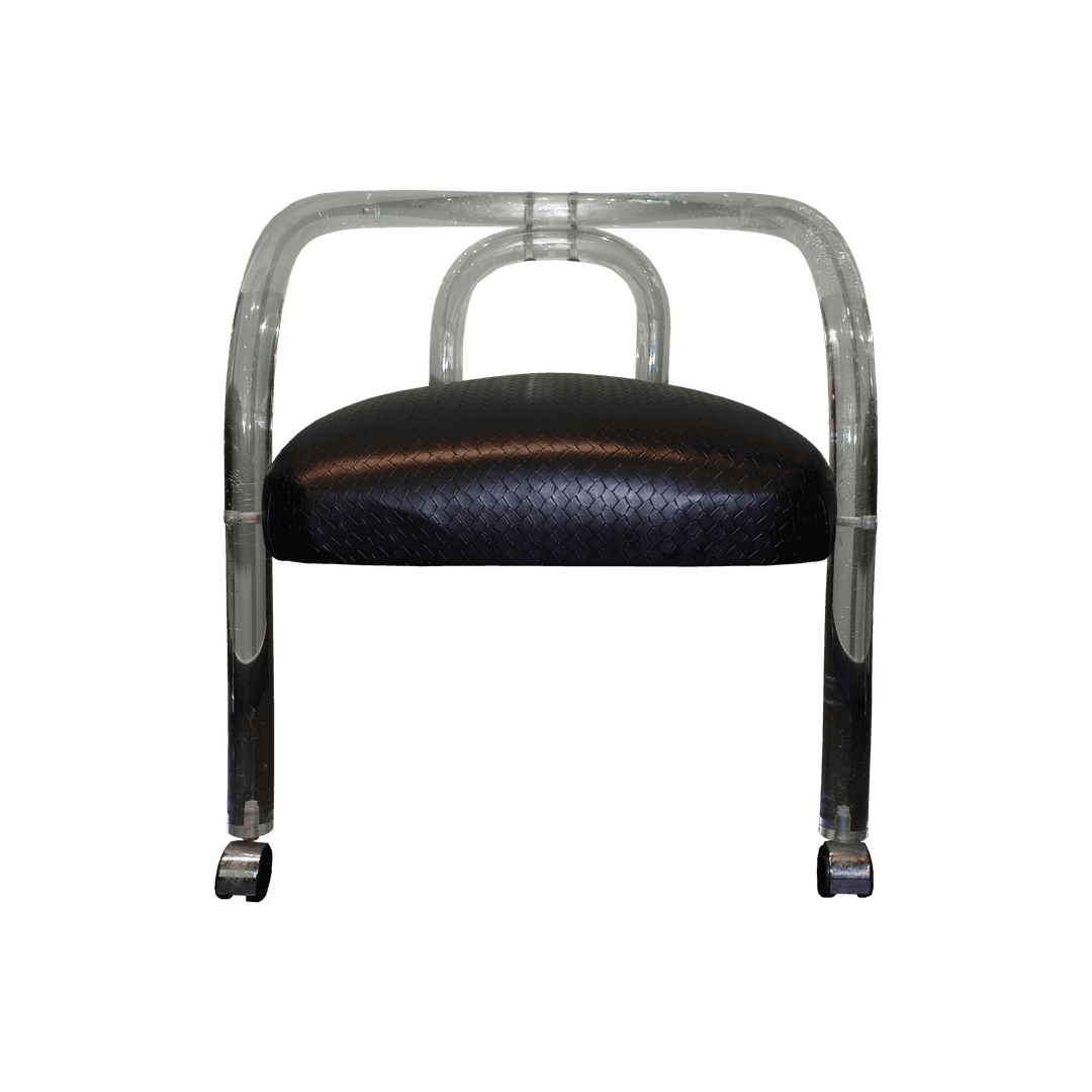Acrylic Black Woven Leather Roller Chair, from Galle 49
