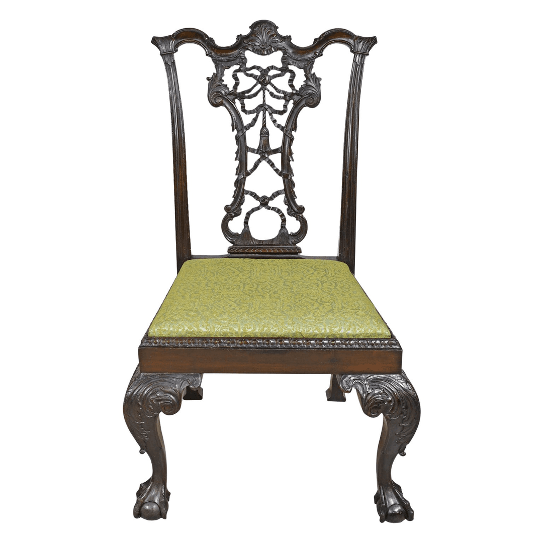 Philadelphia Chippendale Style Chair with Carved Ribbon-Back, circa 1840, f_17551641, from Bonnin Ashley Antiques Inc