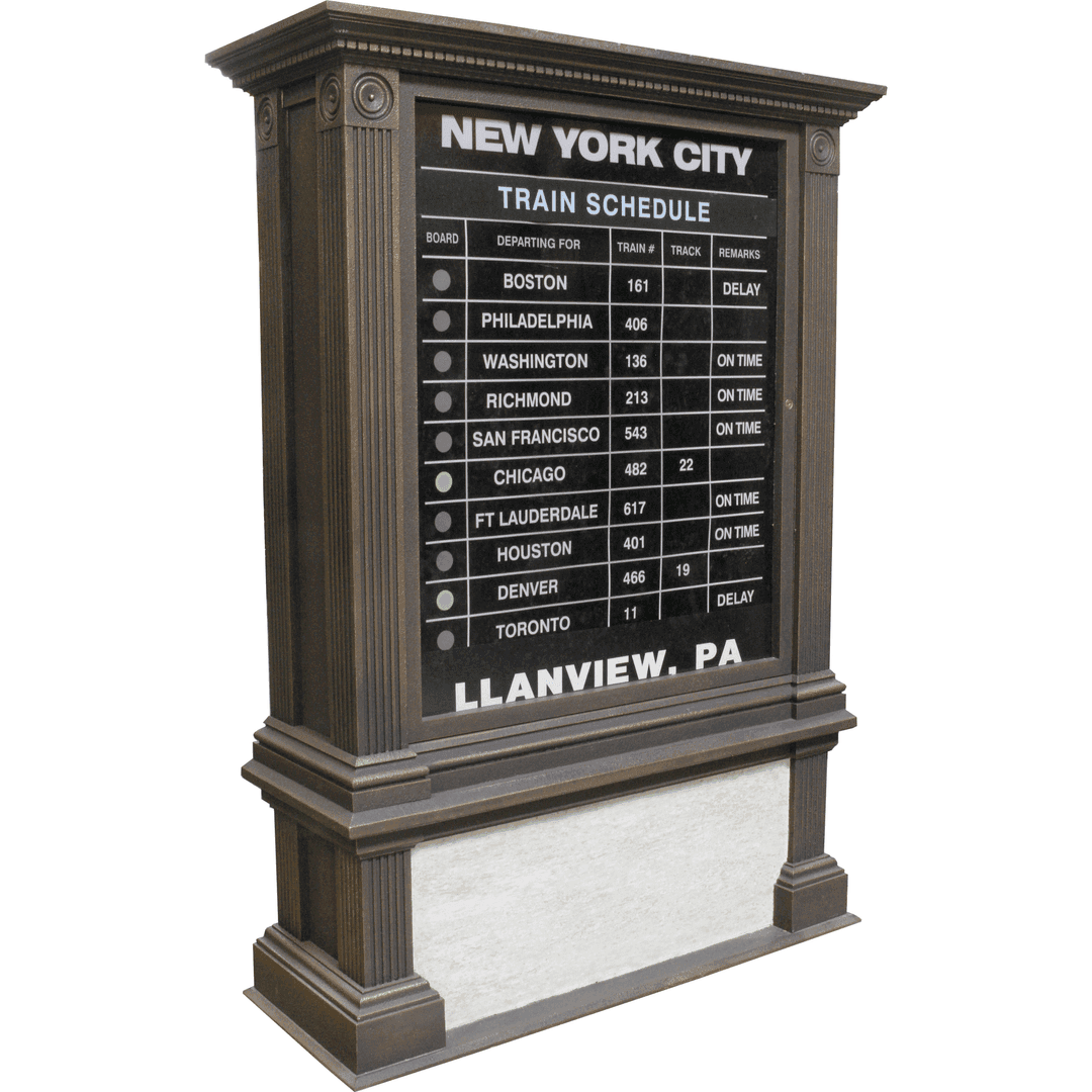TRAIN SCHEDULE BOARD ORNATE / FREESTANDING, 20586, from Air Designs