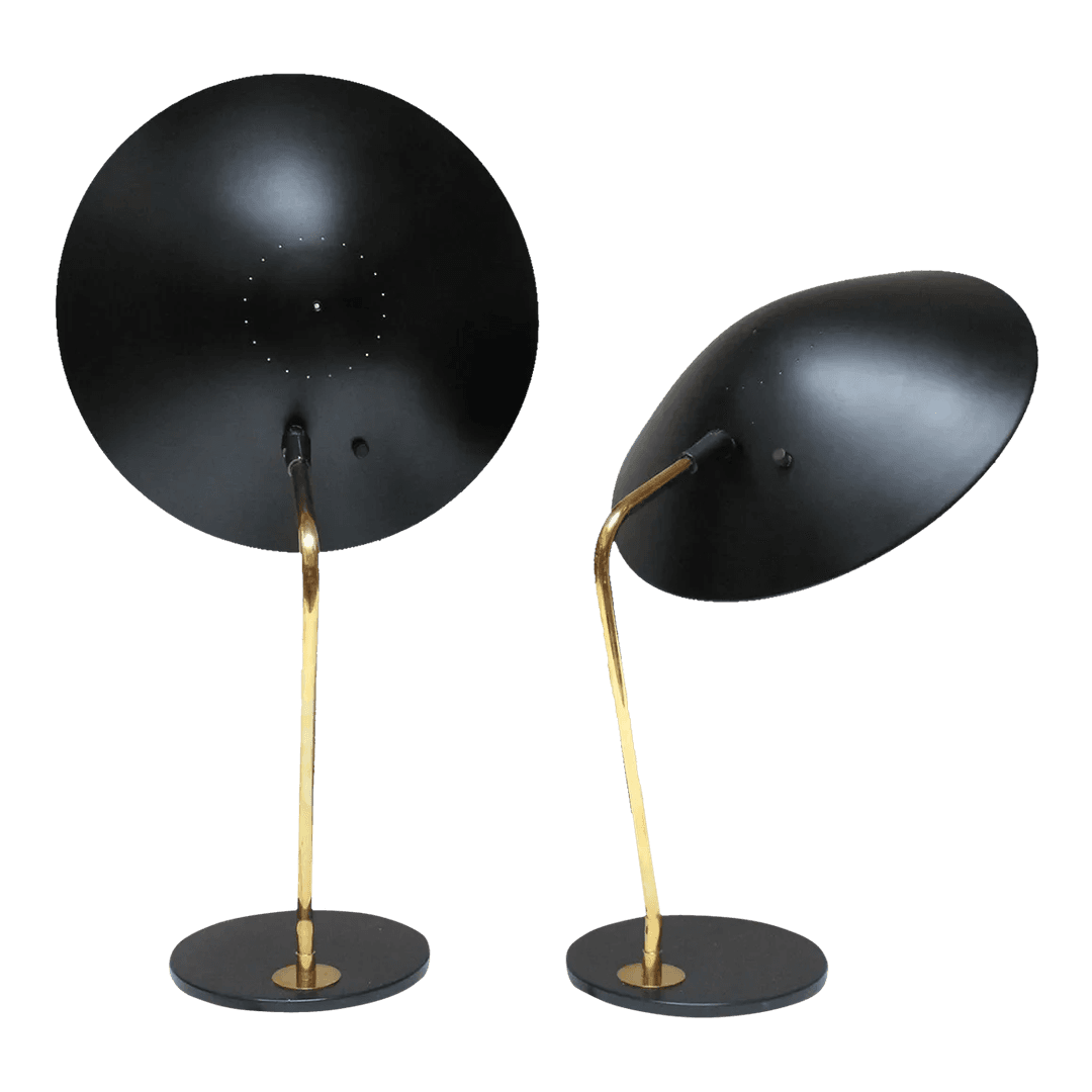 Pair of Gerald Thurston for Lightolier Brass and Metal Table Lamps, from Jarontiques