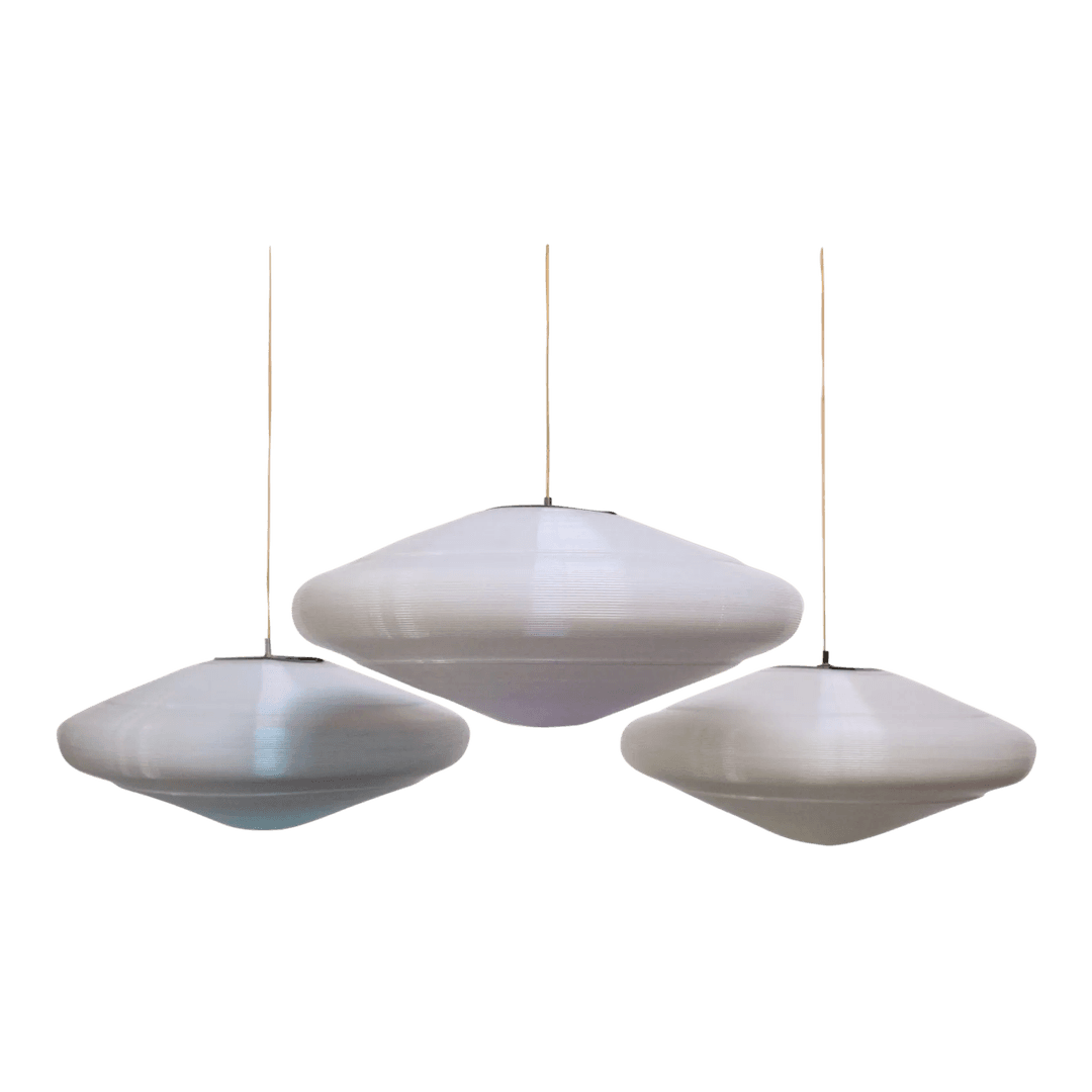 Single Mid-Century Modern Spun Plastic Rotaflex Pendant Lamp by Yasha Heifetz, from Jarontiques