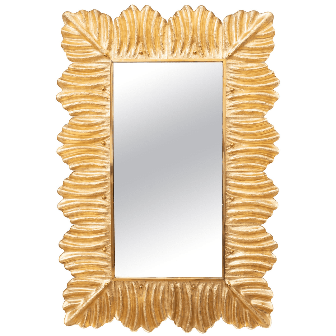 Barocco style Gilded Leaf Murano Glass Mirror, in stock, f_39836692, from Michel Contessa Antiques and More