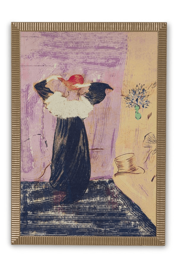 Framed Art Nouveau Style Abstract Genre Scene Print of a Woman in a Bedroom, NWL8417, from Newel Props
