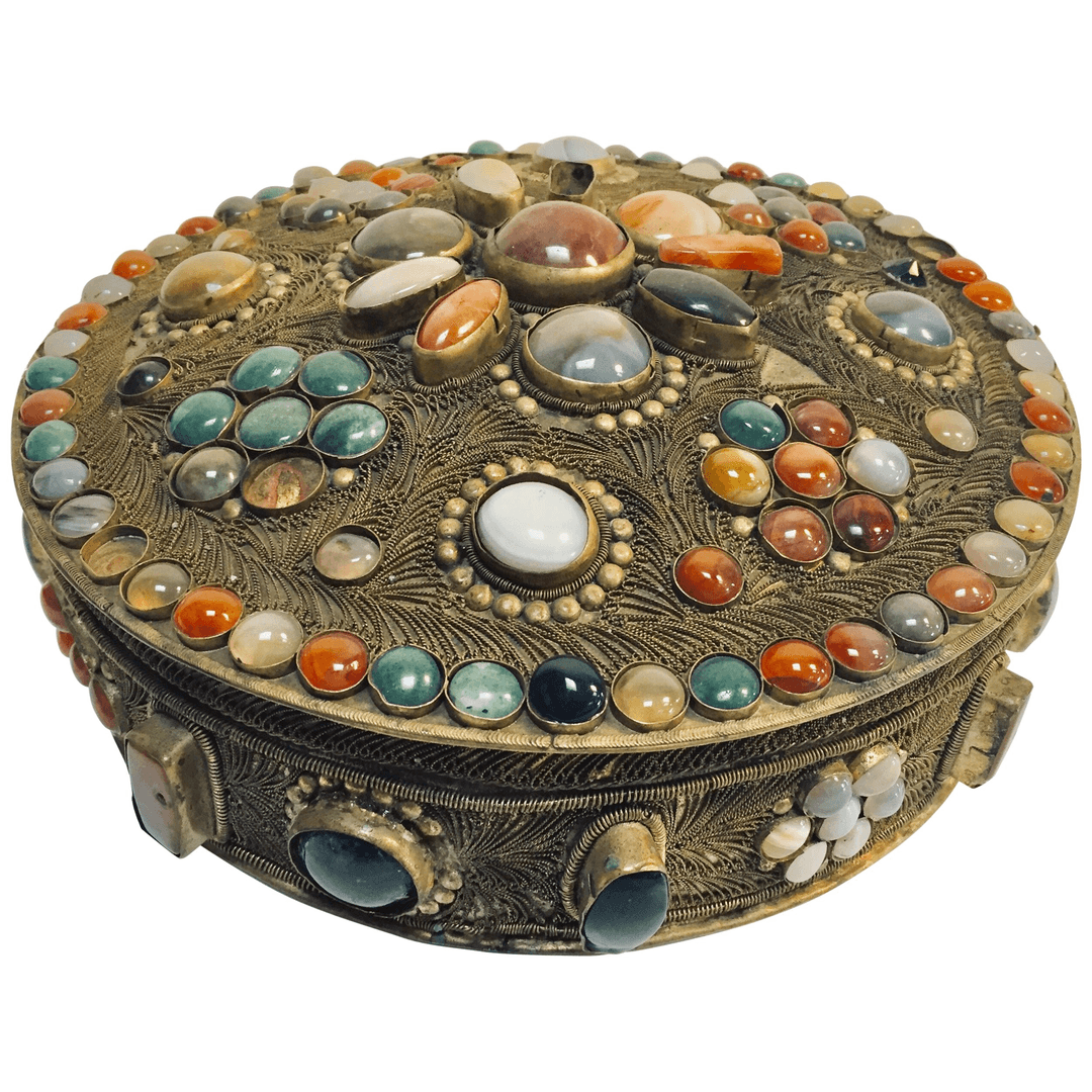 Vintage Agate Inlaid Moorish Wedding Jewelry Dressing Box, f_12593681, from Mosaik