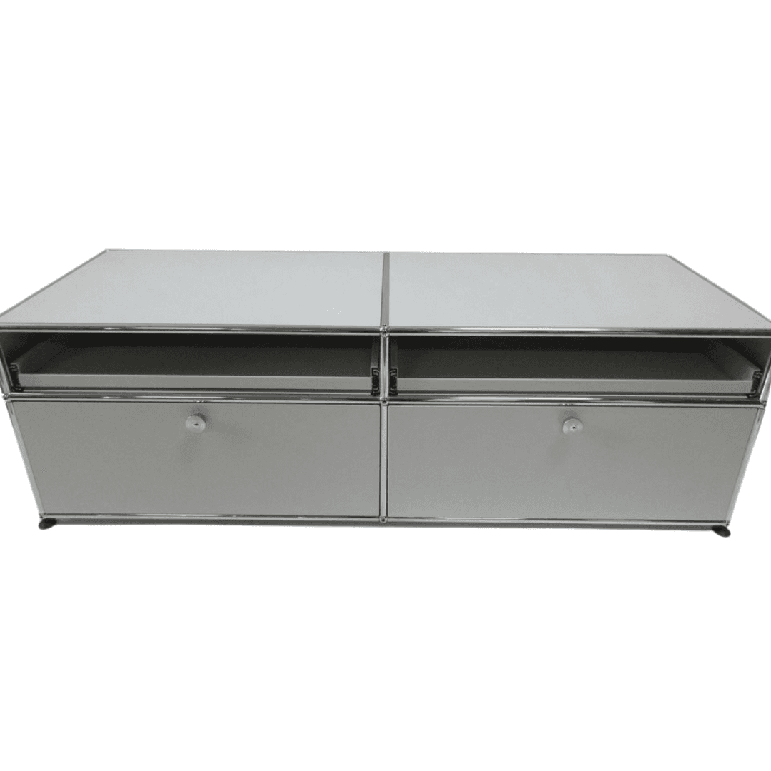USM Haller Console 2x2 with 2 Drawers + 2 Pull-Out Shelves in Light Grey, USMSD2SD, from Bygone Icons