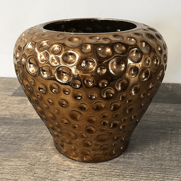Gold Ceramic Honeycomb Vase B, PR1398, from Sandy Rose