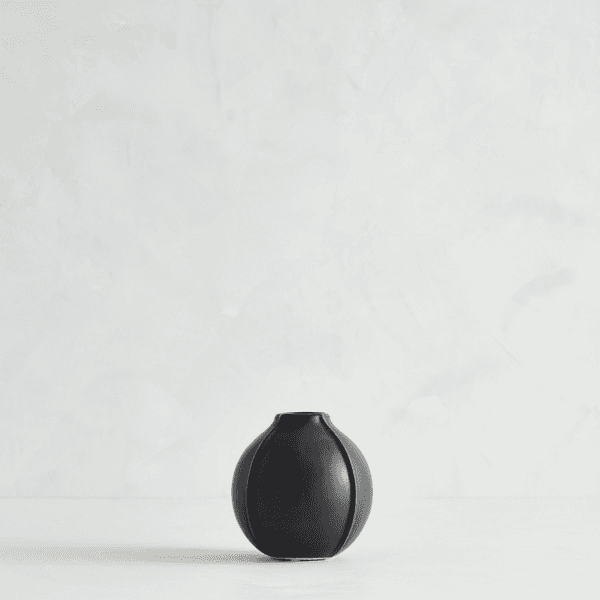 Round Matte Black Vase with Seams, 112619, from Trove