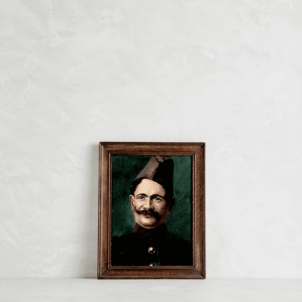 Vintage Oil Painting, Portrait of Moustached Military Fellow, 111939, from Trove