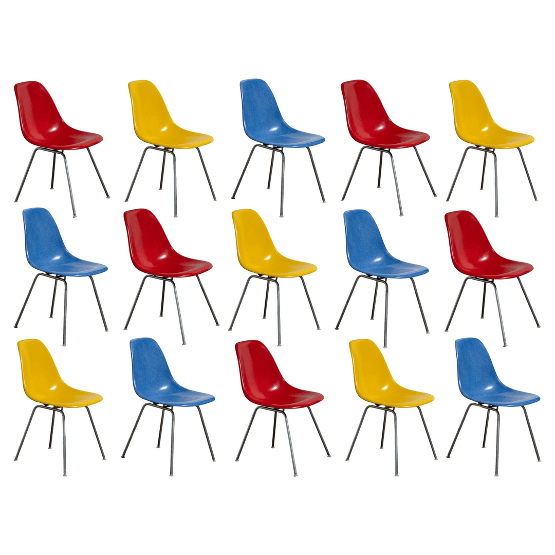 Eames Herman Miller Vintage Fiberglass Shell Chairs in Primary Colors Bauhaus, f_42817862, from Open Air Modern