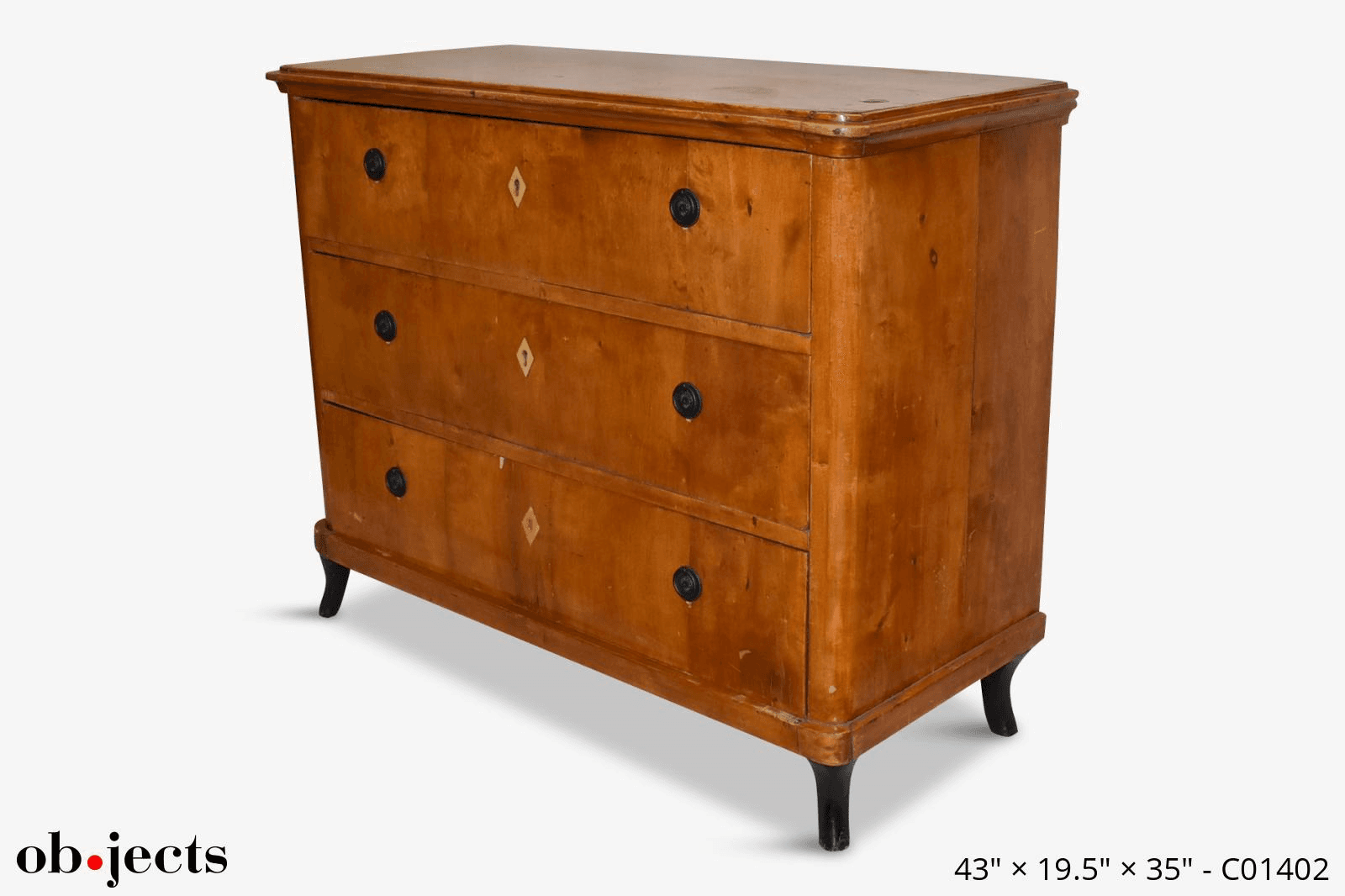 Chest 3 Drawer Burl w/Dark Feet, C01402, from Ob-jects