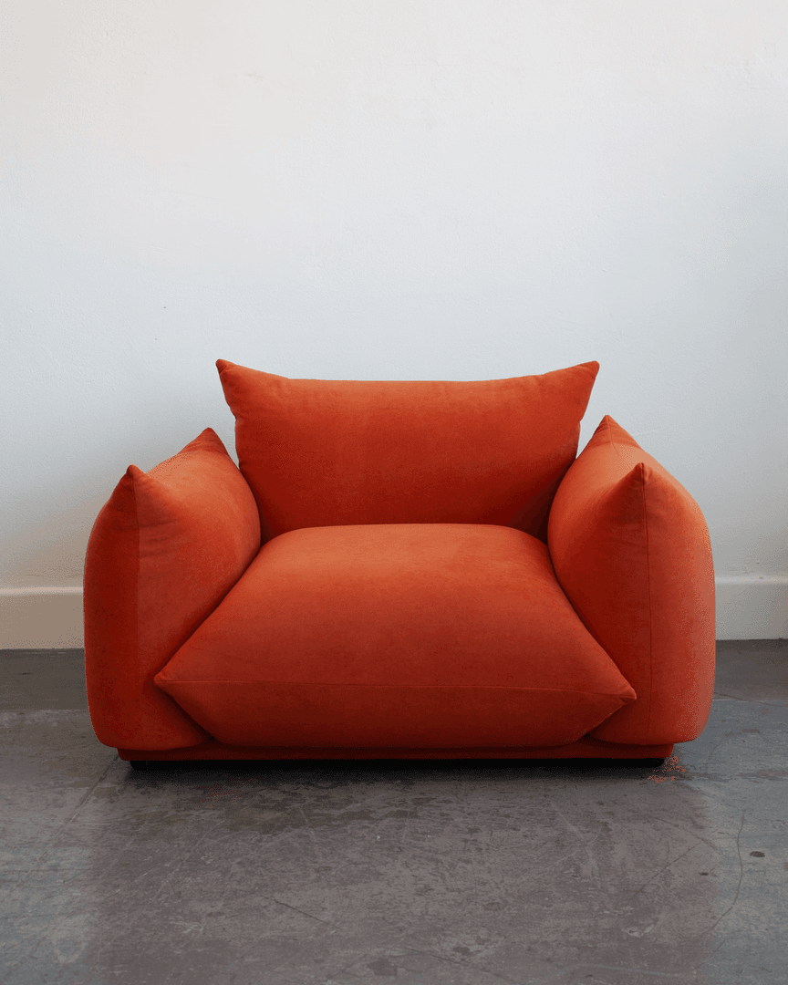 MARSHMALLOW ARMCHAIR - RED ORANGE VELVET, from Dupe