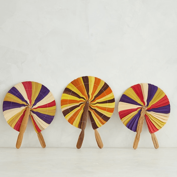 Set of Three Circular Multicolor Fans; Orange, Yellow and Purple, 113238, from Trove