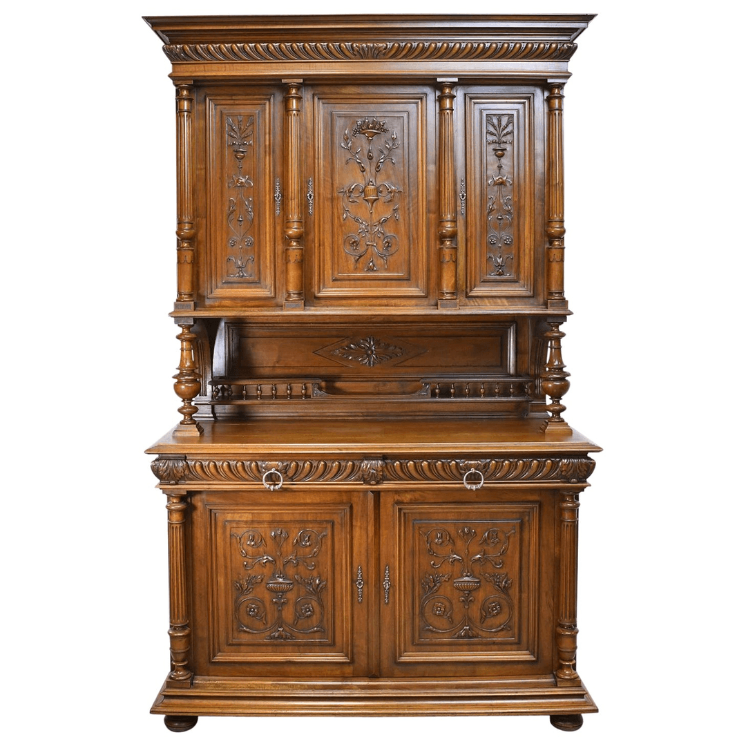 19th Century French Renaissance-Style Buffet a Deux Corps in Walnut, f_9364423, from Bonnin Ashley Antiques Inc