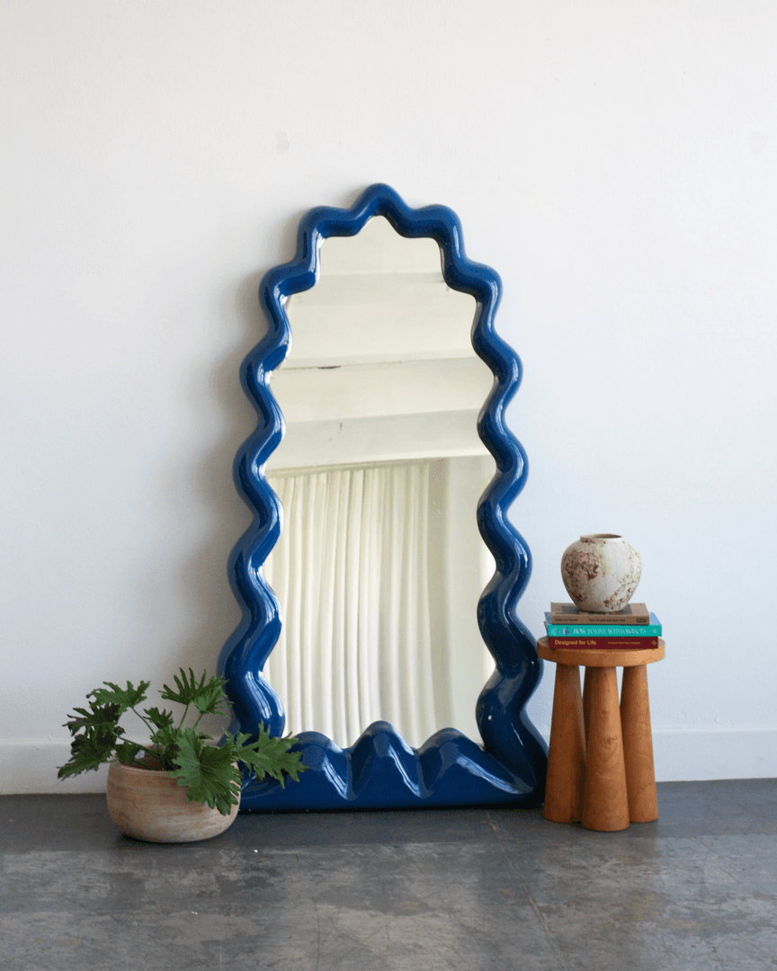 WAVY FLOOR MIRROR - BLUE, from Dupe