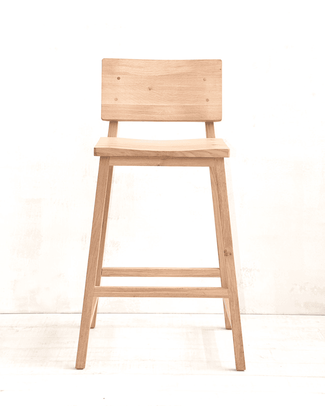 E-Craft Contemporary Wood Stool With Back S007, S007, from Area Props NYC