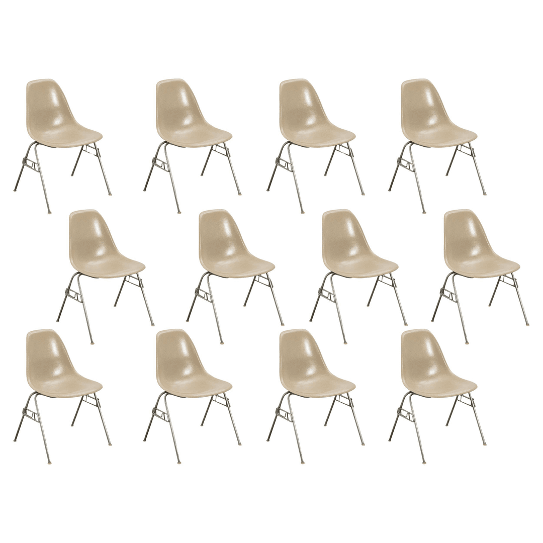 Greige Light Grey Eames for Herman Miller Vintage 1960s Fiberglass Shell Chairs, f_42691672, from Open Air Modern