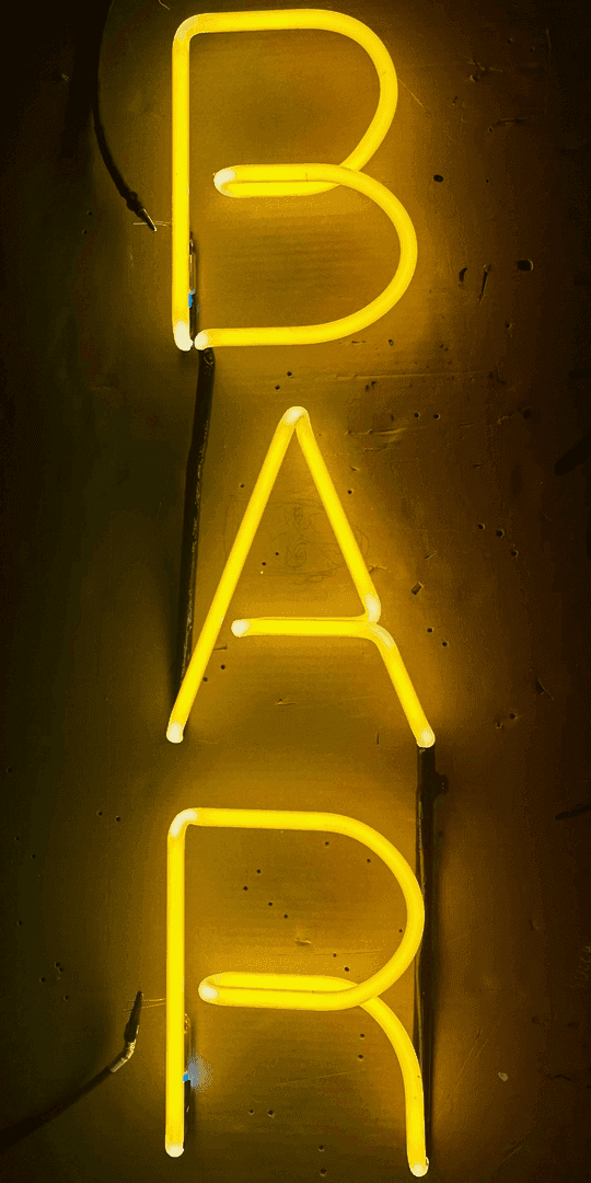 "BAR" Vertical Clear Gold, from Let There Be Neon